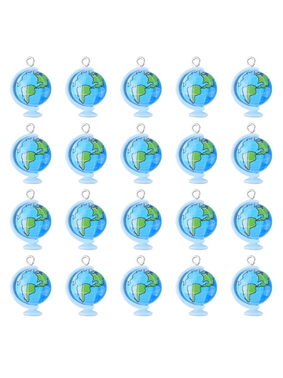 20 Pieces Lightweight Resin Earth Globe Charms for Bracelet Necklace Jewelry Making Craft Supplies
