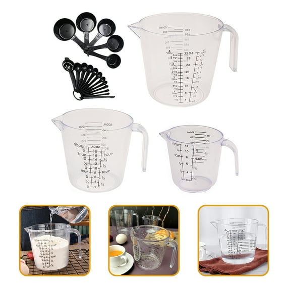 NICEXMAS 20Pcs Liquid Measuring Cups Set for Home Use with Clear Scale and Tip Mouth Black