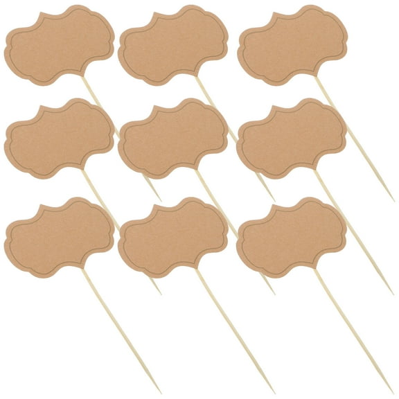 NICEXMAS 24Pcs Light Brown Party Supplies Blank Toothpick Flags for Food Labels and Cheese Markers