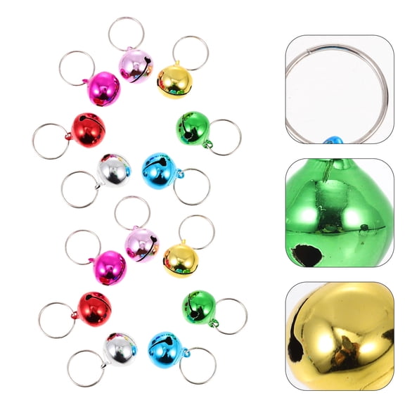 NICEXMAS 24Pcs Assorted Color Decorative Collar Bells Metal Material for Christmas Wedding and Party