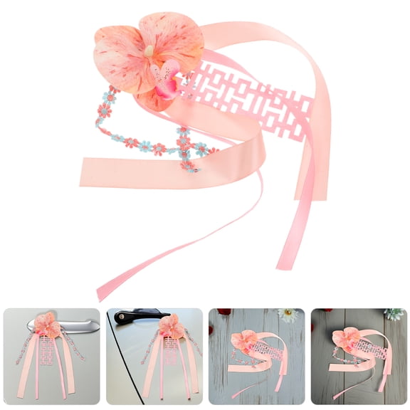 NICEXMAS 2-Pack Wedding Car Decorations with Floral Design for Door Handles and Rearview Mirrors, Elegant Bridal Accessories