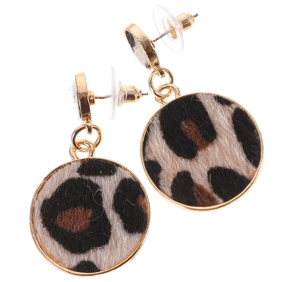 NICEXMAS Geometric Leopard Earrings Acrylic Jewelry Stylish Accessory 2Pcs