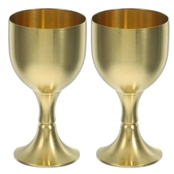 NICEXMAS Metal Drinking Cups Goblet Golden Copper Alloy 2Pcs