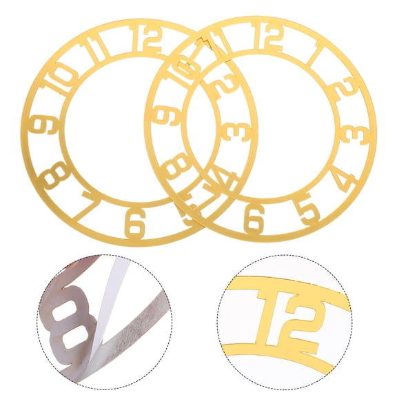 NICEXMAS Golden Acrylic Clock Stickers with Arabic Numerals for Modern Wall Decor 2Pcs