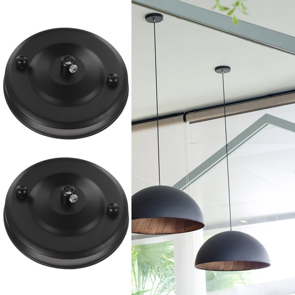 NICEXMAS 2Pcs Black Ceiling Canopy Stylish Durable Metal Light Fixture Cover