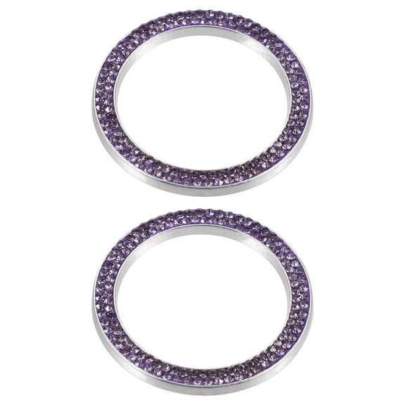 NICEXMAS 2Pcs Car Engine Decoration Rhinestone Zinc Alloy Circular Violet Bling Accessories