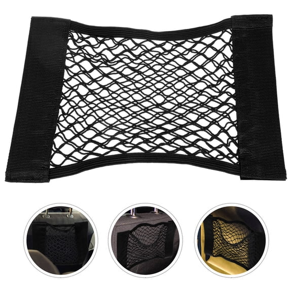 NICEXMAS 2-Pack Black Car Seat Organizer with Elastic Cargo Net, Large Capacity Storage Pocket for Front Seat