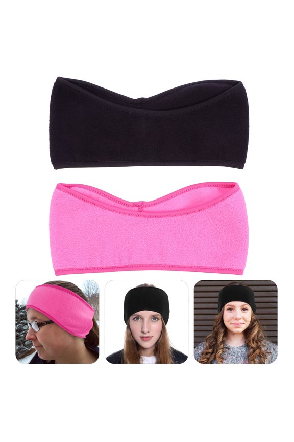 2Pcs Cold Proof Sports Ear Warmer Headband Soft Polar Fleece Winter Wrap