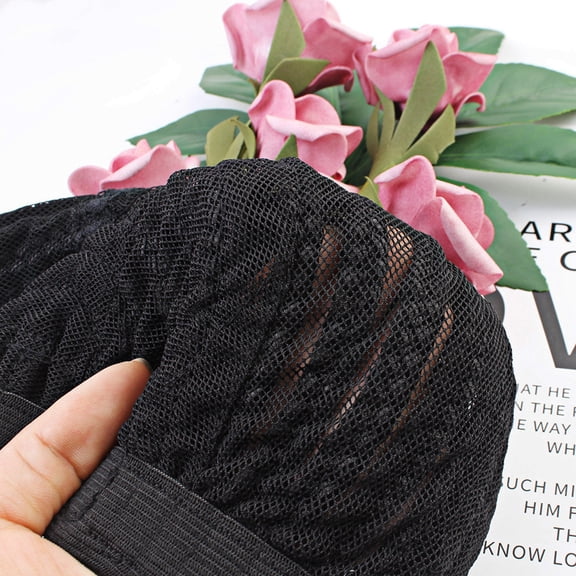 NICEXMAS 2Pcs Comfortable Black Crochet Wig Caps High Elasticity for Braiding