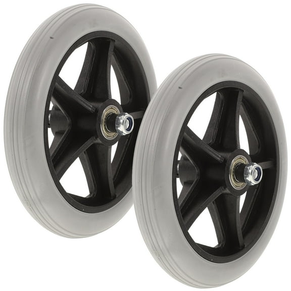 NICEXMAS 2Pcs Grey Rubber and Steel Replacement Wheels for Wheelchair Front Durable Quiet