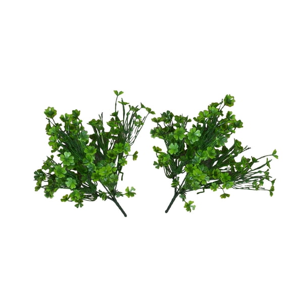 NICEXMAS 2-Pack Realistic Faux Plant Decorations, Green Plastic Simulated Plants for St. Patrick's Day Decor