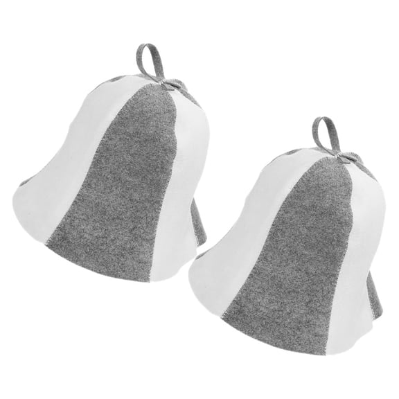 NICEXMAS 2Pcs Felt Bath Sauna Hat Grey for Protect Hair Unisex Bathing Room Accessory