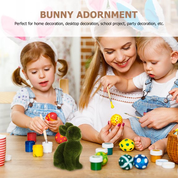 NICEXMAS 2Pcs Green Easter Festival Bunny Prop Made with Premium Plastic and Simulation Moss