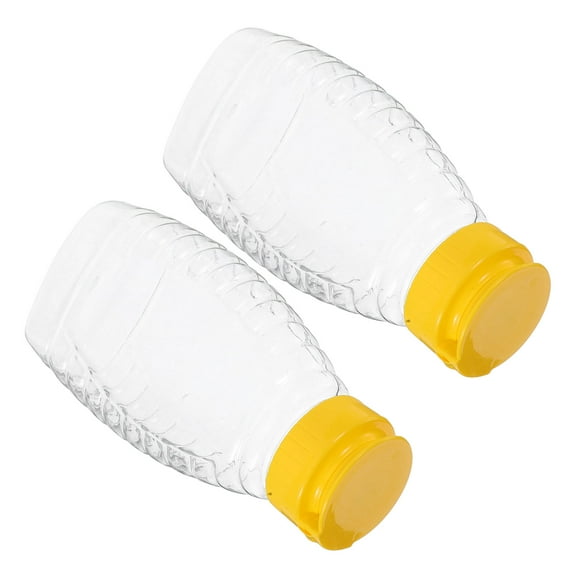 NICEXMAS Set of 2 Transparent Honey Dispenser Bottles, Leakproof Squeeze Bottles for Condiments and Kitchen Storage