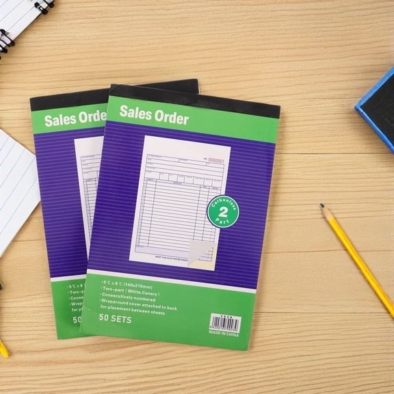 NICEXMAS 2Pcs Invoice Book for Small Business White A5 Order Pad with Duplicate Copy Function