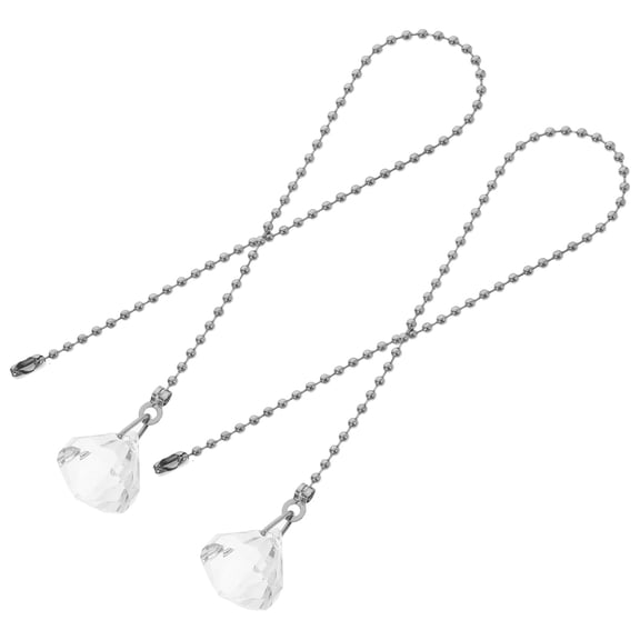 NICEXMAS 2Pcs Light Pull Cord with Transparent Acrylic Crystal Zipper for Ceiling Fan and Lighting Fixtures 13.4x1.6in