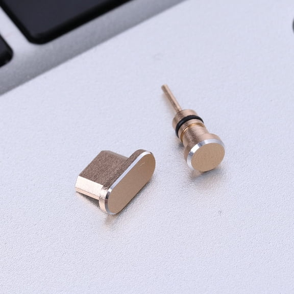 NICEXMAS Back to School Dust Plugs for Cell Phones Dust Plug Set Golden Aluminum Alloy 2pcs/Set
