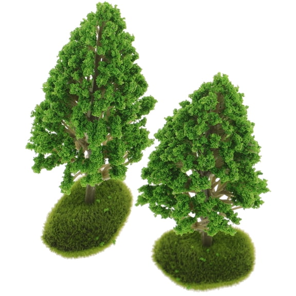 NICEXMAS 2-Pack Artificial Green Trees for Sand Table Landscape, Miniature Model Decoration Accessories