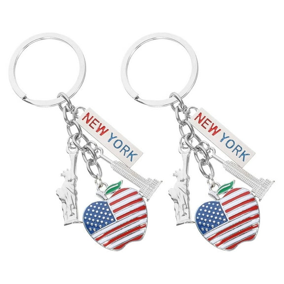 NICEXMAS Statue of Liberty Keychain Multi Color Zinc Alloy American Pride Travel Souvenir 2Pcs