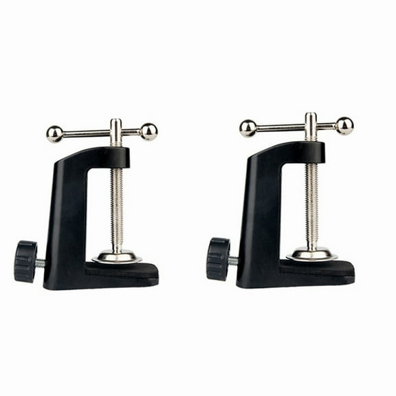NICEXMAS 2Pcs Black Microphone Bracket Base Table Lamp Holder Clamp Aluminum Alloy