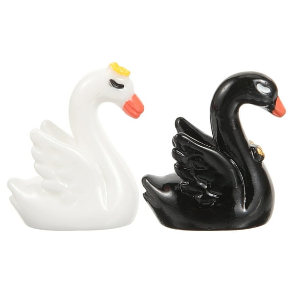 NICEXMAS Black Resin Swan Statues 2-Pack Fish Tank Decorations Elegant Aquarium Ornaments