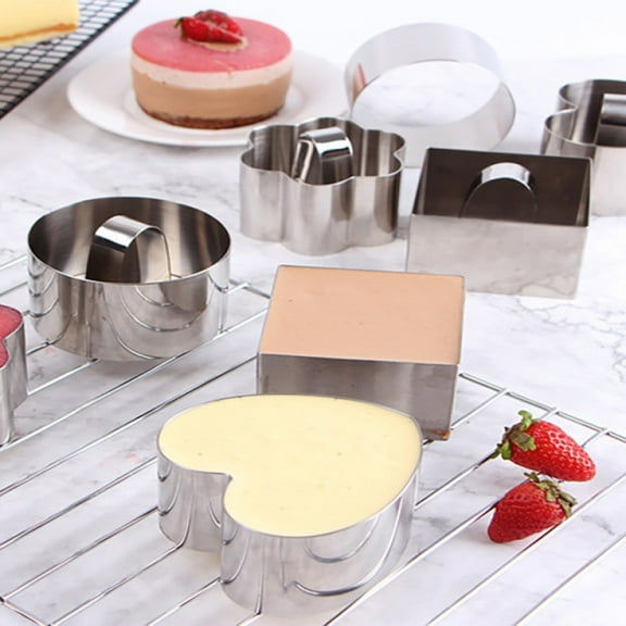 NICEXMAS 2Pcs Square Cake Mold for Home Users 8 x 8 x 1.6in 430 Stainless Steel Non-stick and