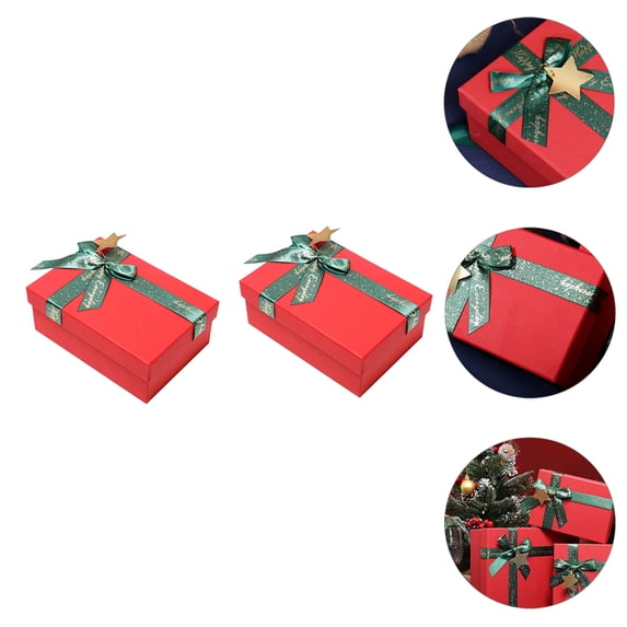 NICEXMAS 2Pcs Surprise Packaging Box Red Grey Board Laminated Special Paper for Holiday Parties