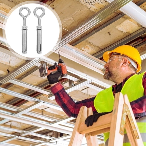 NICEXMAS Stainless Steel Concrete Anchor Eye Bolts Finish 2 Pieces Heavy Duty Fasteners