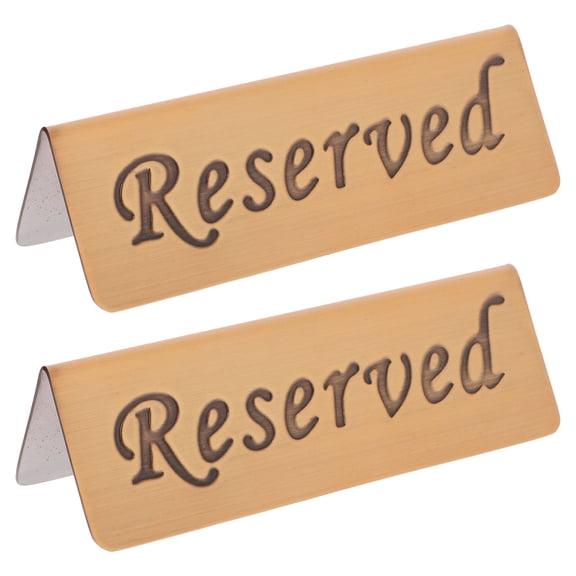 NICEXMAS 2-Pack Stainless Steel Reserved Table Signs for Restaurants, Golden Color with Sleek Portable Design