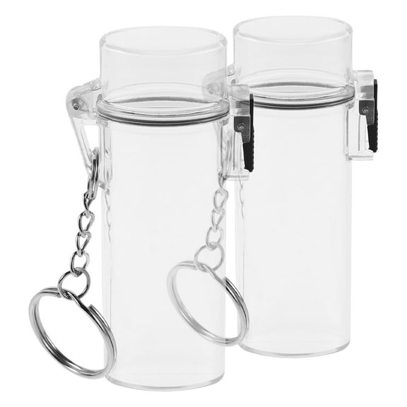 NICEXMAS 2Pcs Waterproof White Lighter Storage Box with Keychain Versatile Protective Sleeve for Travel Outdoor Use