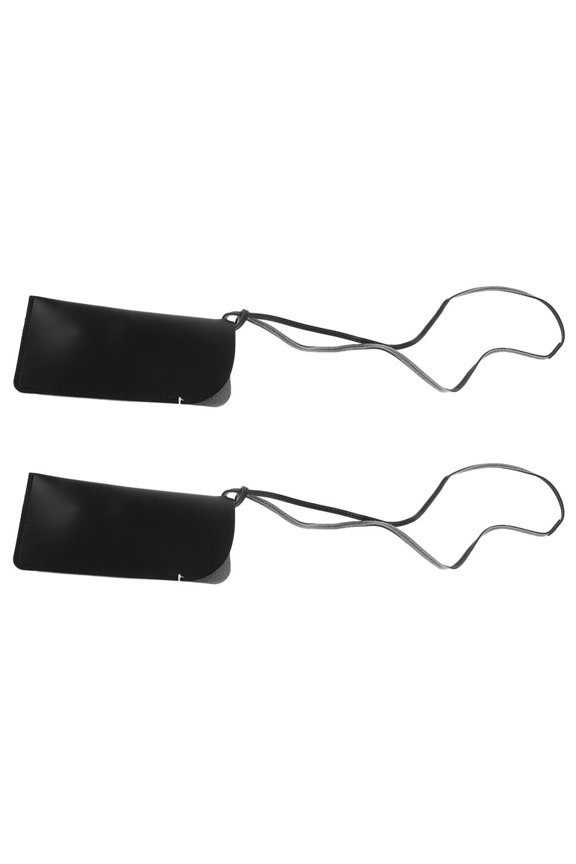 2Pcs Travel Sunglasses Case Black PU Material with Dual Capacity and Drop Proof Protection