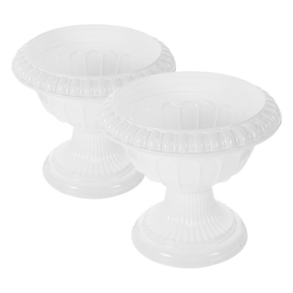NICEXMAS 2Pcs White ABS Roman Column Flowerpot Creative Plant Container for Balcony and Front Door