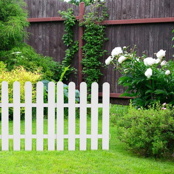 NICEXMAS 2Pcs White Reusable Plastic Garden Fence Panel for DIY Outdoor Lawn and Pathway