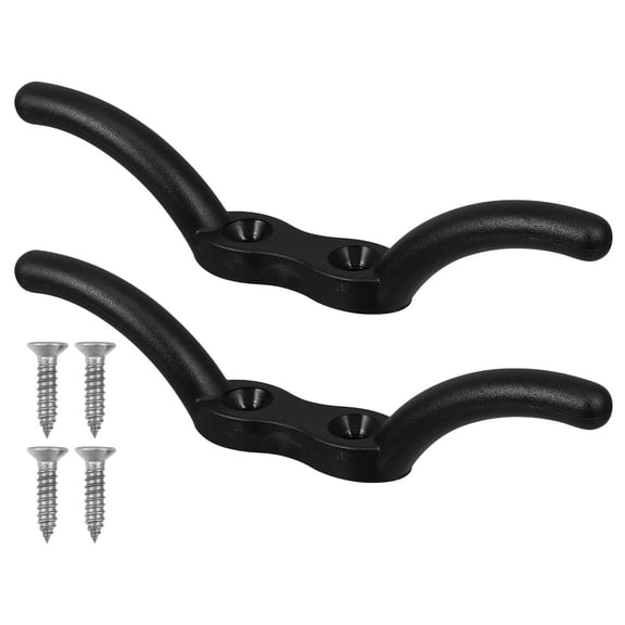 NICEXMAS Flagpole Cleat Hook Black Boat Equipment 2Pcs 4.4x0.9x0.4In
