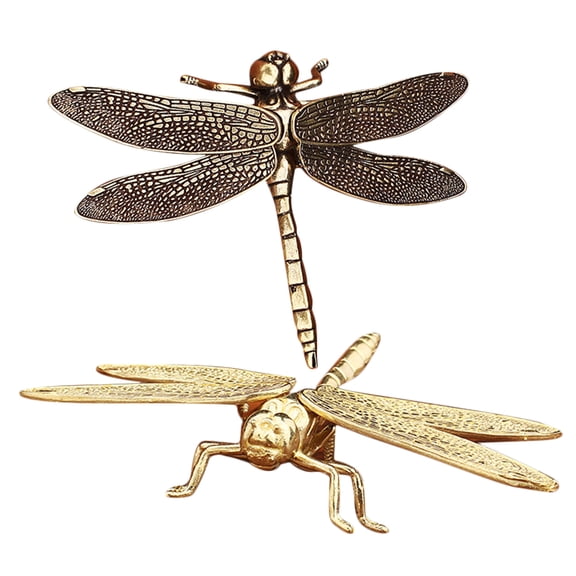 NICEXMAS Nicexmas Assorted Color Copper Dragonfly Figurines for Home Decoration 2Pcs