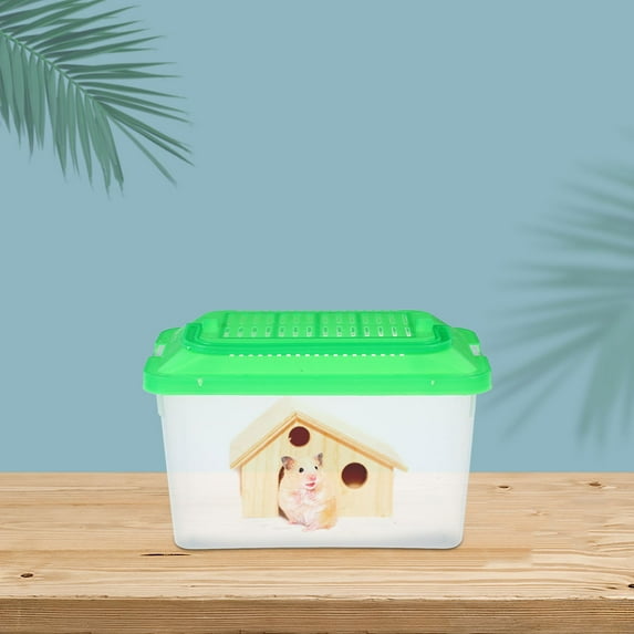 NICEXMAS 2Pcs Portable Reptile Travel Case Light Green Plastic Pet Transport Box