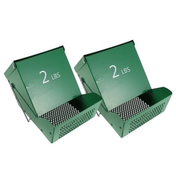 NICEXMAS 2Set Large Capacity Metal Animal Feeder with Lid Green Chew Proof Small Pet Food Bin