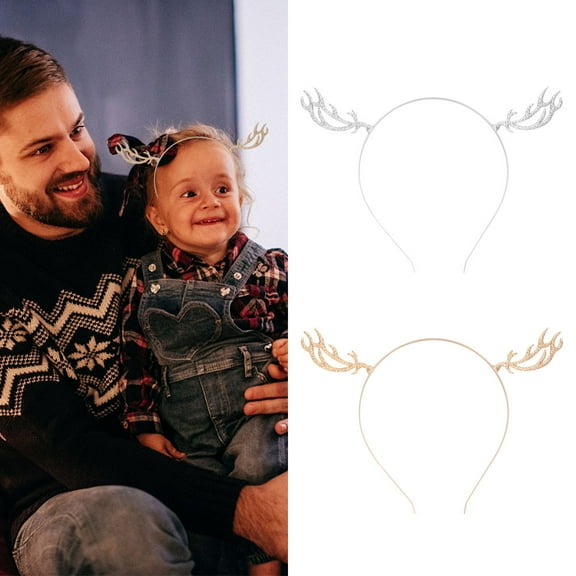 NICEXMAS 2Pcs Reindeer Antler Hair Clasp Costume Accessory for Holiday Parties Adults Gold Alloy
