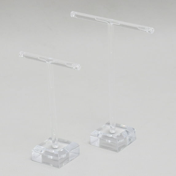 NICEXMAS 2-Piece Acrylic T-Shape Earring Display Stand Jewelry Holder for Christmas and Holiday Decor