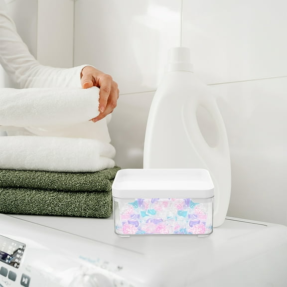 NICEXMAS 2Pcs Clear Laundry Pod Organizer Durable Plastic Storage Container with Lid