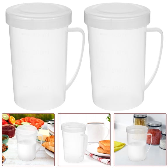 NICEXMAS Back to School Heatable Milk Cups Microwave Heating Milk Cups Transparent PP 2Pack