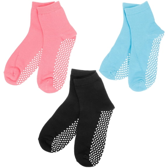 NICEXMAS 3 Pairs Fashion Yoga Socks Non Slip for Women Cotton Mid Calf Length Assorted Color