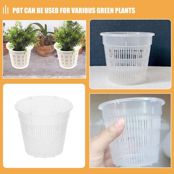 NICEXMAS Set of 3 Clear Nursery Plant Pots with Modern Slotted Design for Green Plants and Indoor Gardening