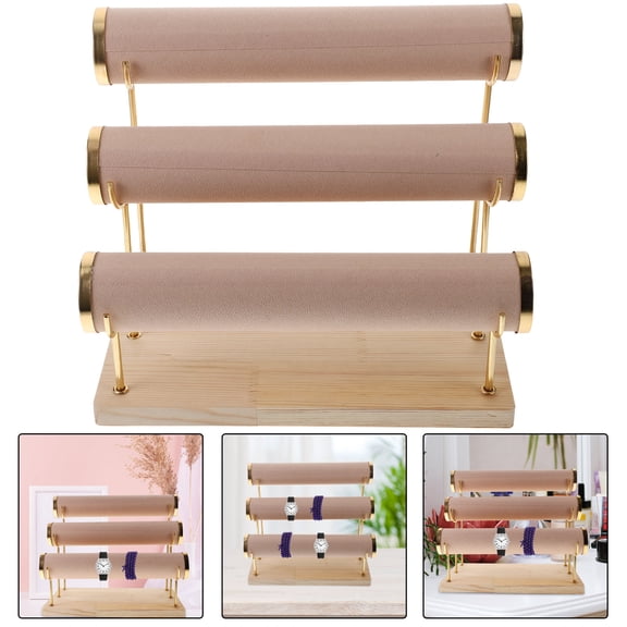 NICEXMAS 30Pcs Beige Lint Alloy Bracelet Display Stand for Women Men Jewelry Storage Stand Organizer