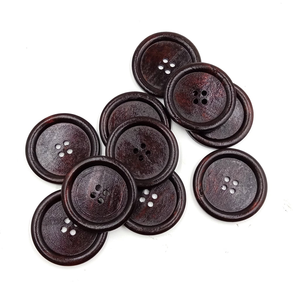 NICEXMAS Round Shaped Buttons for Sewing Wood Coffee 30Pcs for Simple ...