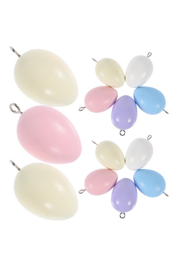 Wooden Beads Egg Shape Pendant Assorted Color 30Pcs 1.54X1.18X1.18in