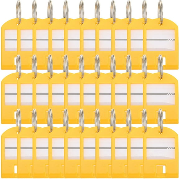 Yellow ABS Luggage Tags with White Label for DIY Use 35 Pieces Numbered Key Rings