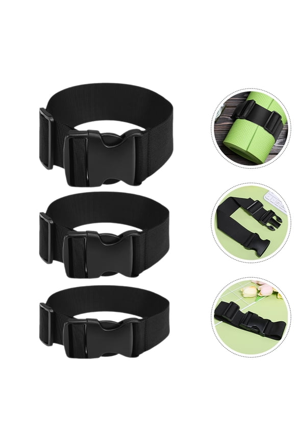 Black Nylon Luggage Strap with Adjustable Buckle for Decor 3Pcs