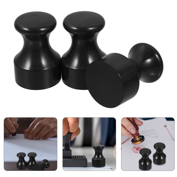 NICEXMAS 3-Pack Black Round Stamp Handles for Scrapbooking, Clay Crafting, Handmade Art Projects and Stamping Tools Set