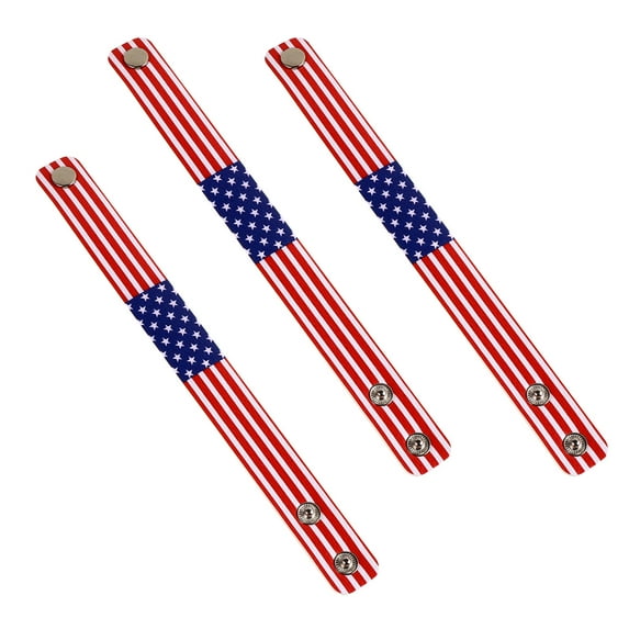 NICEXMAS 3-Pack National Flag Bracelets for Women, PU , Assorted Colors, Stylish Fashion Accessories and Decorations